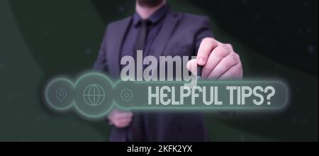 Handschrift Text Hilfreiche Tipps. Wort für Ratschläge, die gegeben werden, um hilfreiches Wissen im Leben zu sein Stockfoto