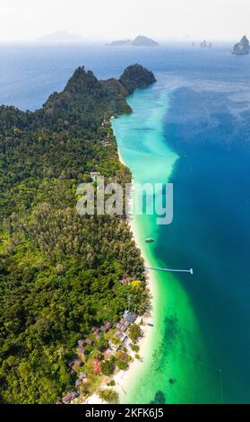 Luftaufnahme der Insel Koh Kradan in Trang, Thailand Stockfoto