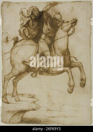 Marcus Curtius Sprung in den Abgrund, c. 1530. Stockfoto