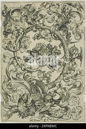 Ornament mit Eule verspottet von Day Birds, c. 1474. Stockfoto