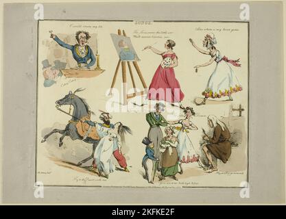 Platte aus Illustrationen zu Popular Songs, 1822. Stockfoto