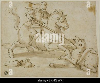 St. George und der Drache, c. 1570. Nachfolger von Luca Cambiaso. Stockfoto