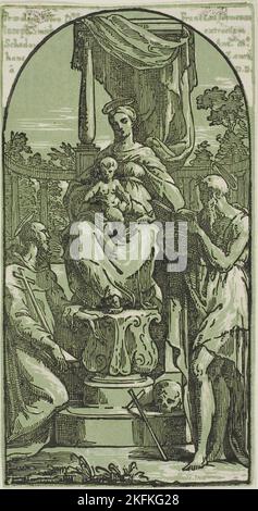 Madonna mit Kind throned, St. Jerome und St. Francis, n.d. Stockfoto