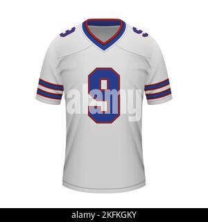 Realistisches american Football Auswärtstrikot Buffalo, Hemdvorlage für Sportuniform Stock Vektor