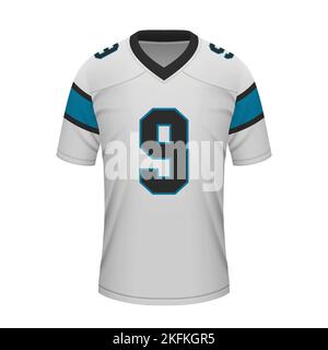 Realistisches american Football Auswärtstrikot Carolina, Hemdvorlage für Sportuniform Stock Vektor