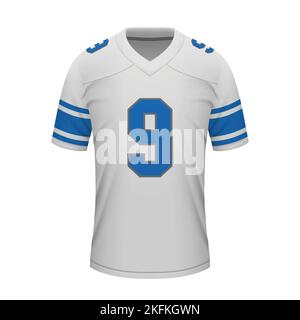 Realistisches american Football Auswärtstrikot Detroit, Hemdvorlage für Sportuniform Stock Vektor