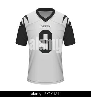 Realistisches american Football Auswärtstrikot Cincinnati, Hemdvorlage für Sportuniform Stock Vektor