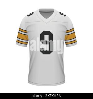 Realistisches american Football Auswärtstrikot Pittsburgh, T-Shirt-Vorlage für Sportuniform Stock Vektor