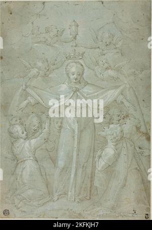 Jungfrau der Barmherzigkeit (Madonna della Misericordia), ca. 1590-1600. Filippo Bellini oder seinem Kreis zugeschrieben. Stockfoto