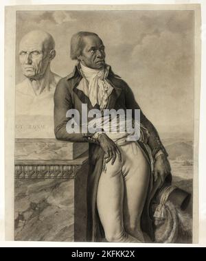 Jean-Baptiste Belley, c. 1797. In Senegal geborener französischer Politiker, ehemaliger Sklave von Saint-Domingue, in Westindien, gewähltes Mitglied des Generalrates, des Nationalkonvents und des Rates der fünfhundert während der Ersten Republik Frankreichs. Mit Büste von Guillaume Thomas Raynal. Anne-Louis Girodet de Roucy-Trioson zugeschrieben. Stockfoto