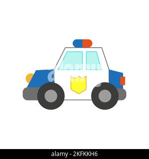 Vektor-Illustration eines Spielzeugautos in einem flachen Stil. Symbol eines Polizeiautos Stock Vektor
