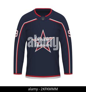 Realistisches Eishockey-Shirt von Columbus, Jersey-Vorlage für Sportuniform Stock Vektor