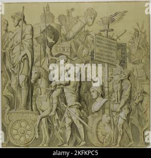 Triumphs of Julius Caesar: Canvas No. II, 18. Century. Träger von Standards. Triumphale Militärparade zur Feier des Sieges von Julius Caesar in den Gallischen Kriegen. Stockfoto