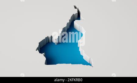 Eine abbildung von kamerun-Karte aus dem jahr 3D mit innerem Extruder Meerestiefe mit innerem Schatten Stockfoto