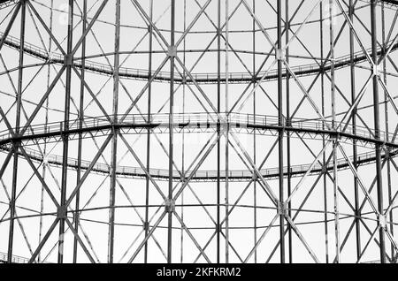 Archäologie der industriellen Architektur: ALTEN GASOMETER CLOSEUP/Textur Stockfoto
