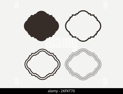 Hochzeitsrahmen. Mailbox Monogram Basic Shape, Monogram Frame leerer Frame Label Vektorvorlage. Stock Vektor