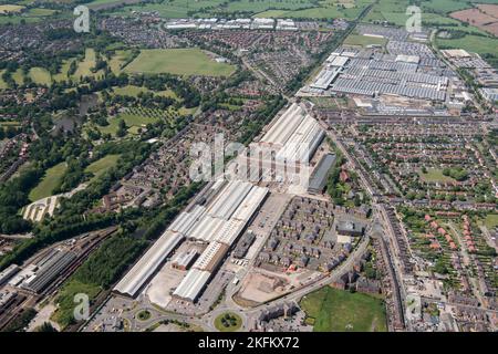 Crewe Railway Works und Bentley Motors Autofabrik, Heshire East, 2017. Stockfoto