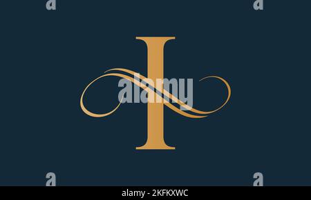 Luxuriöse Buchstaben-i-Logo-Vorlage in Goldfarbe. Modernes, trendiges Initial Luxury i Letter Logo-Design. Royal Premium Letter i Logo Design Vektor Vorlage. Stock Vektor