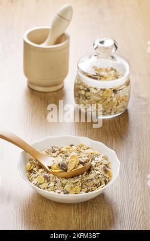 diätetische Lebensmittel Mörser und Stößel Stockfoto