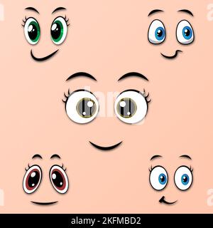 Set von niedlichen Cartoon-Augen mit niedlichen Ausdruck schöne Vektor-Kunst Illustration. Stock Vektor