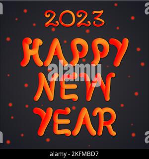 Happy New Year 3D Design, Happy New Year Schriftzug auf schwarzem Hintergrund Vektor-Illustration. Stock Vektor