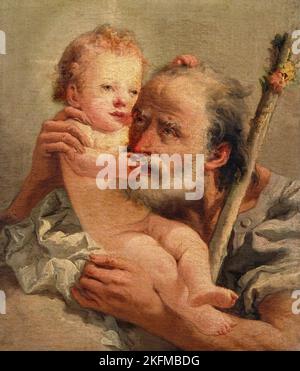 San Giuseppe con il Bambino - olio su tela - Giandomenico Tiepolo - XVIII secolo - Padova, Musei Civici agli Emeritani Stockfoto