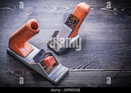 Set von handlichen Vintage Block Hobel Konstruktionskonzept. Stockfoto
