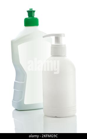 zwei weiße Cleanline Flasche Stockfoto