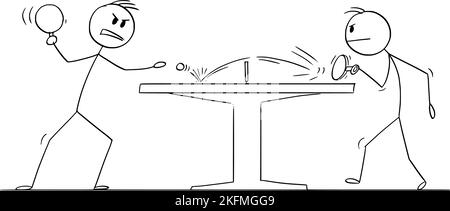 Spieler, die Tischtennis oder Tischtennis spielen, Vektorgrafik Cartoon Stick Figure Illustration Stock Vektor