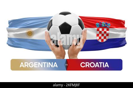 Argentinien gegen Kroatien Nationalmannschaften Fußballspiel Wettbewerb Konzept. Stockfoto