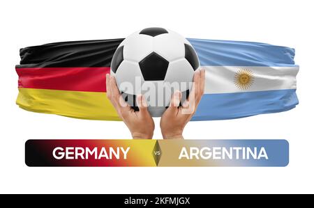Fußballspiel-Wettkampfkonzept der Nationalmannschaften Deutschland gegen Argentinien. Stockfoto