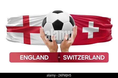 England gegen die Schweiz Nationalmannschaften Fußballspiel Wettkampfkonzept. Stockfoto