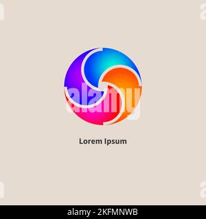 Rundes Technologielogo mit Klingen. Abstraktes Zeichen, Kreis Stock Vektor