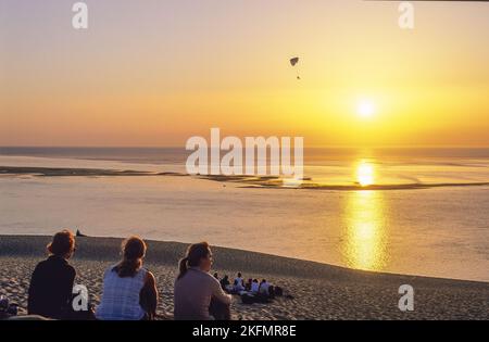 Frankreich. Aquitaine. Gironde (33). Bassin d’Arcachon. Der Blick auf die Arguin Sandbank von der Pila Düne Stockfoto