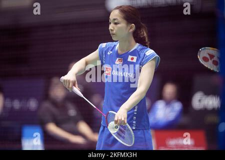 SYDNEY, AUSTRALIEN - 17. NOVEMBER: Misaki Matsutomo aus Japan in Aktion beim gemischten Doppelspiel zwischen Japan und Taipei am 17. November 2022 im Quaycenter in Sydney, Australien Stockfoto