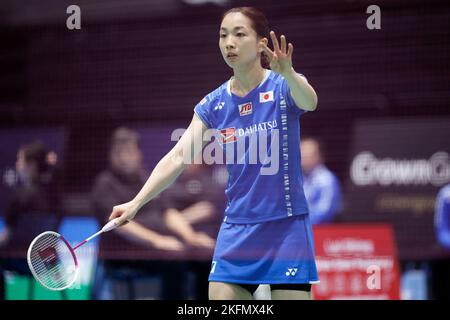 SYDNEY, AUSTRALIEN - 17. NOVEMBER: Misaki Matsutomo aus Japan in Aktion beim gemischten Doppelspiel zwischen Japan und Taipei am 17. November 2022 im Quaycenter in Sydney, Australien Stockfoto