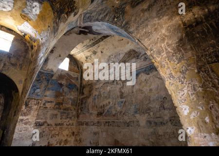 Qasr Amra oder Quasayr Amra Desert Castle in Jordanien Innenfresko und Decke Stockfoto