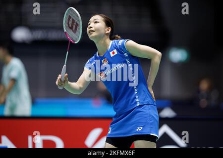 SYDNEY, AUSTRALIEN - 17. NOVEMBER: Misaki Matsutomo aus Japan in Aktion beim gemischten Doppelspiel zwischen Japan und Taipei am 17. November 2022 im Quaycenter in Sydney, Australien Stockfoto