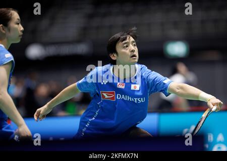 SYDNEY, AUSTRALIEN - 17. NOVEMBER: Yuki Kaneko aus Japan in Aktion beim gemischten Doppelspiel zwischen Japan und Taipei am 17. November 2022 im Quaycenter in Sydney, Australien Stockfoto