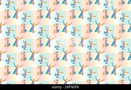 Figuren von springenden Menschen, nahtlose Vektor Ornament Stock Vektor