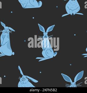 Handgezeichnete abstrakte Vektor Grafik Cliparts Illustration nahtlose Muster mit entzückenden niedlichen Hase Charakter.Trendy Kinder modernes Design-Konzept.Vektor Stock Vektor