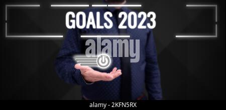 Zeichen mit Zielen 2023. Das Internetkonzept identifiziert etwas, das Sie erreichen möchten Stockfoto