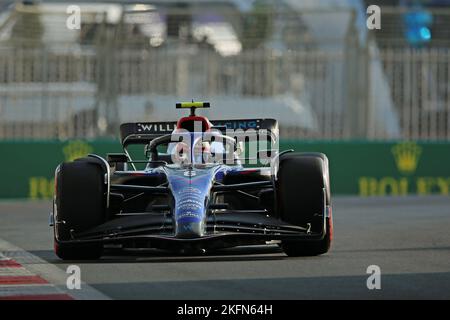 19.. November 2022; Yas Marina Circuit, Yas Island, Abu Dhabi; Nichola Latifi (CAN) Williams FW44 Mercedes, während des Pre-Qualifying-Trainings beim Grand Prix von Abu Dhabi F1 Stockfoto