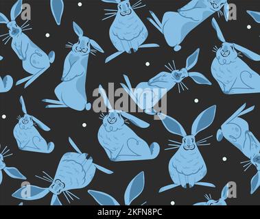 Handgezeichnete abstrakte Vektor Grafik Cliparts Illustration nahtlose Muster mit entzückenden niedlichen Hase Charakter.Trendy Kinder modernes Design-Konzept.Vektor Stock Vektor