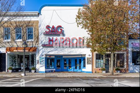 Vorderfassade des Sag Harbour Cinema Stockfoto