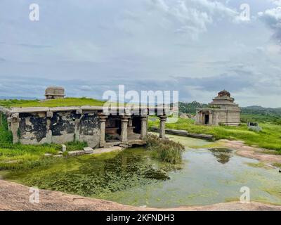 Die Ruinen in der Stadt Hampi in Karnataka, Indien Stockfoto