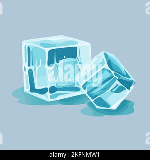 Eine Vektordarstellung der Eiswürfel vor blauem Hintergrund Stock Vektor