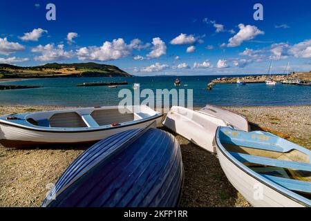 Angeln und Segeln Boote in Greystones Harbour, County Wicklow, Irland Stockfoto