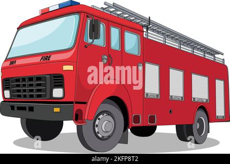 Vektor-Illustration von Feuerwehrmotor Karikatur Stock Vektor