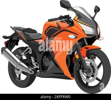 Vektor-Illustration von Motorrad in orange Farbe detaillierte Grafik Stock Vektor